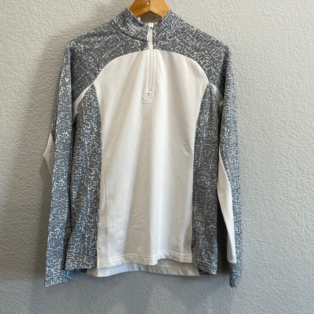 NEW Levelwear Gray & White Patterned Siren Pullover Quarter Zip Size Small